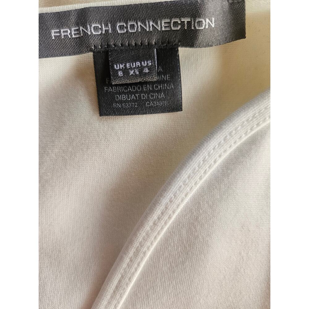 French Connection White Body Con Dress Sz 4 Shift Sleeveless Ruffled Stretchy - Picture 7 of 8